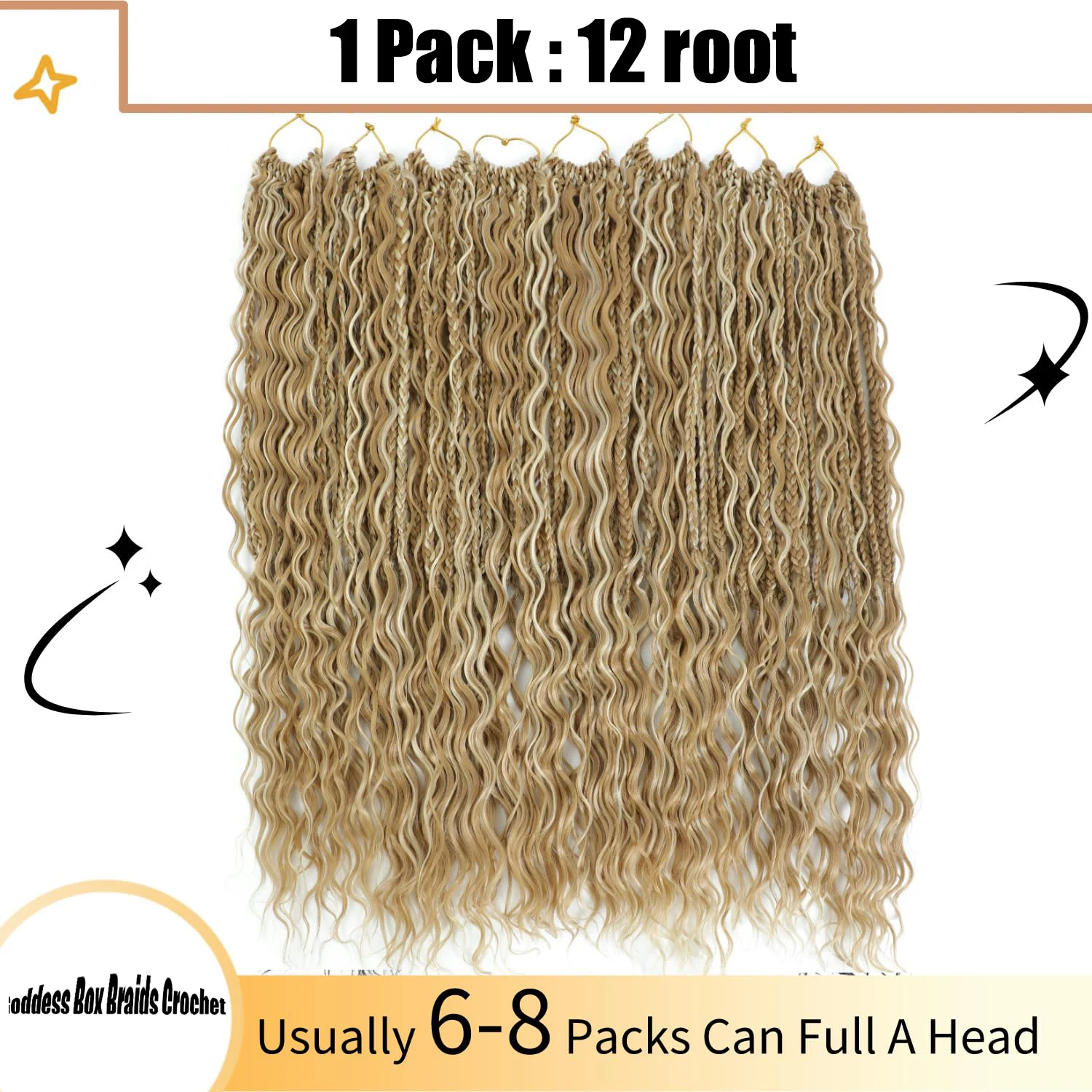 آلهة البوهيمي صندوق الضفائر الكروشيه Hair1-7 حزم 18/24 بوصة بوهو الكروشيه الضفائر للنساء السود جدائل شعر صناعية