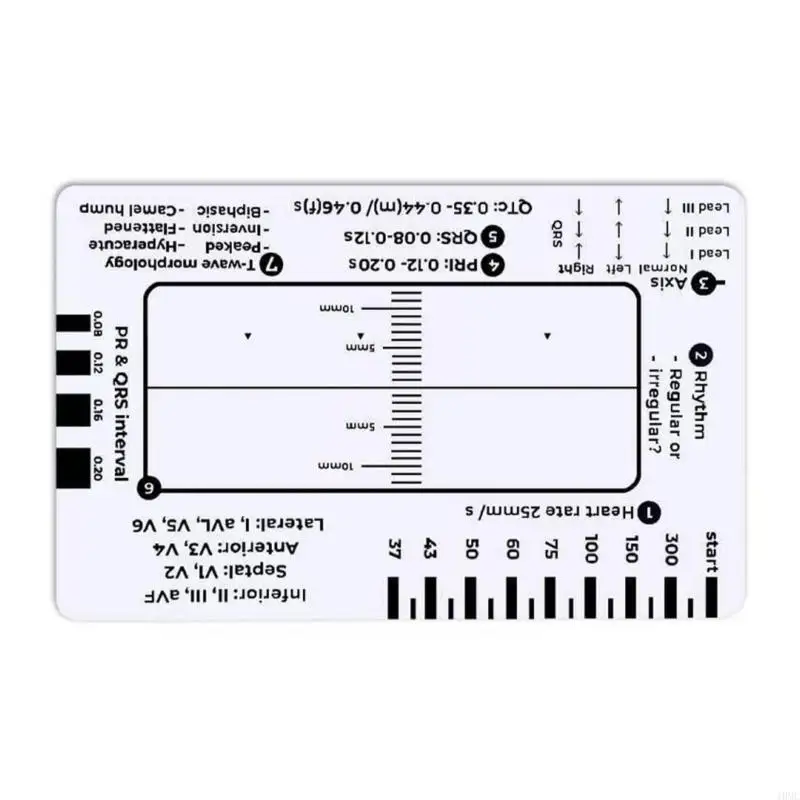 J0MC Electrocardiogram 7 Step Ruler Card для быстрой точной интерпретации данных сердца