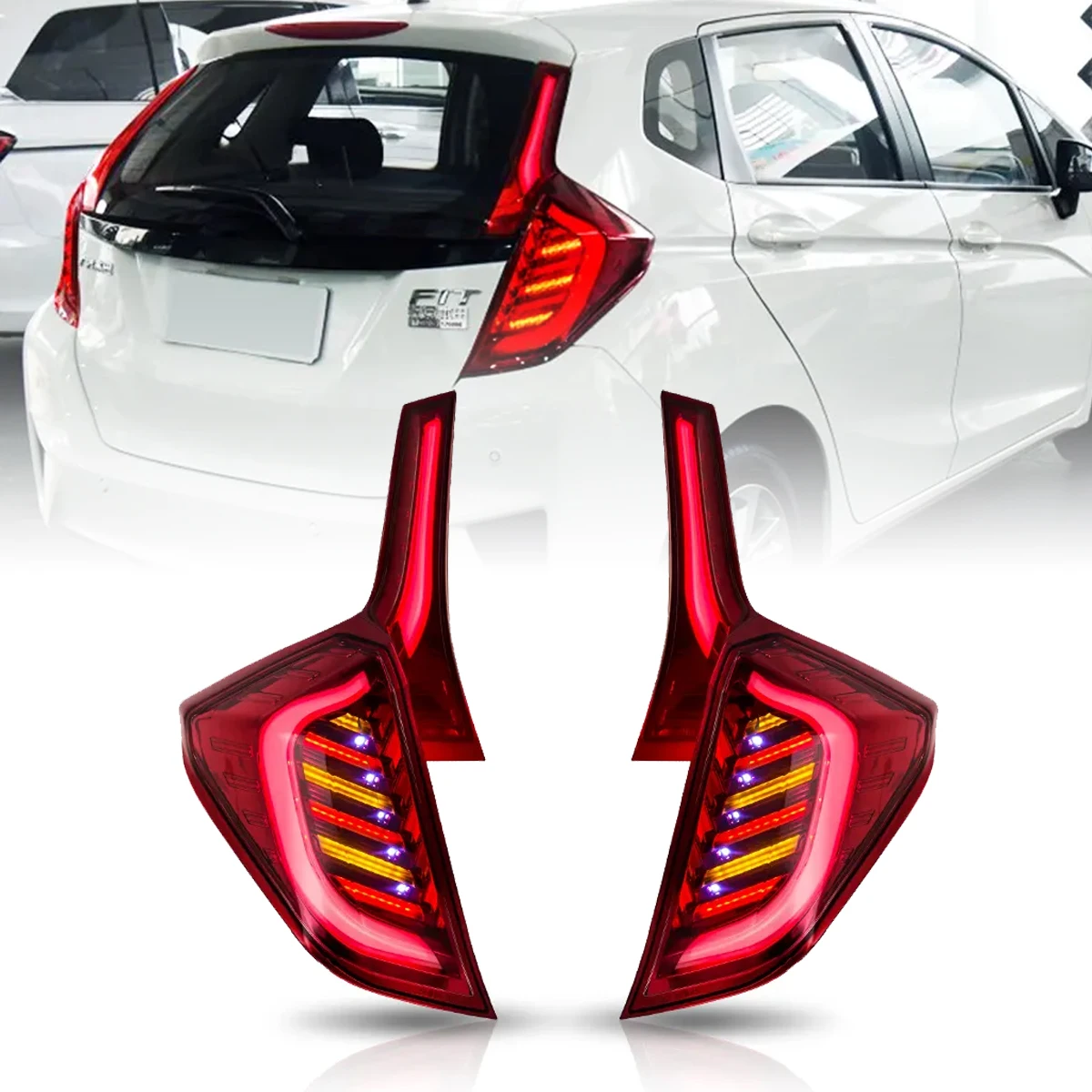 

Car Accessories LED Tail Lamps Assembly For Honda Fit Jazz 2014-2017 GK5 Modified Rear Taillights Brake Turn Signals