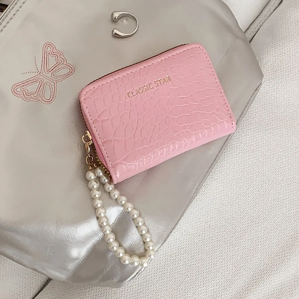 Nova carteira multifuncional de couro pu com zíper bolsa de mão de cor sólida