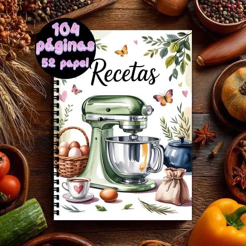 A5 Spanish recipe notebook, spiral binding, clear steps, easy to find ingredients, helping you easily make delicious food.