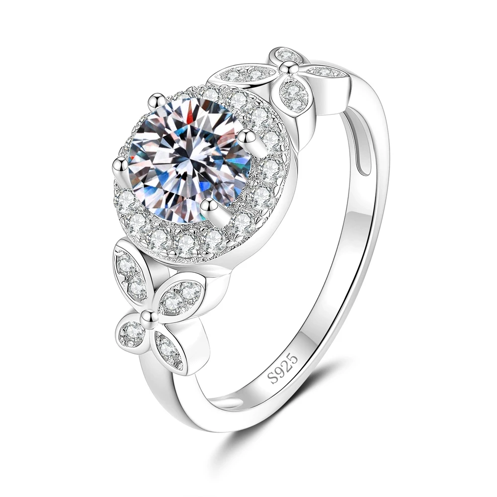 

Real 1ct Moissanite Ring Tested with Diamonds S925 Sterling Silver Wedding Rings For Women Party Jewelry Gift