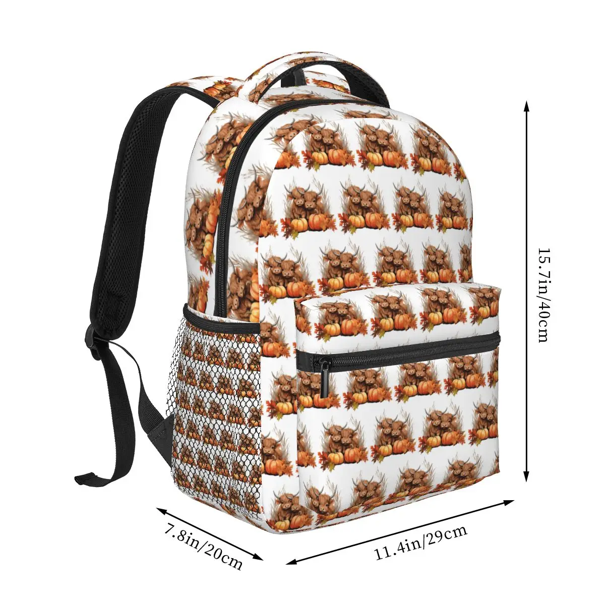 Highland Cow Calf Autumn Leaves Backpack Student Boys Girls BookBag Kids School Bag Computer Shoulder Bags for Men Women