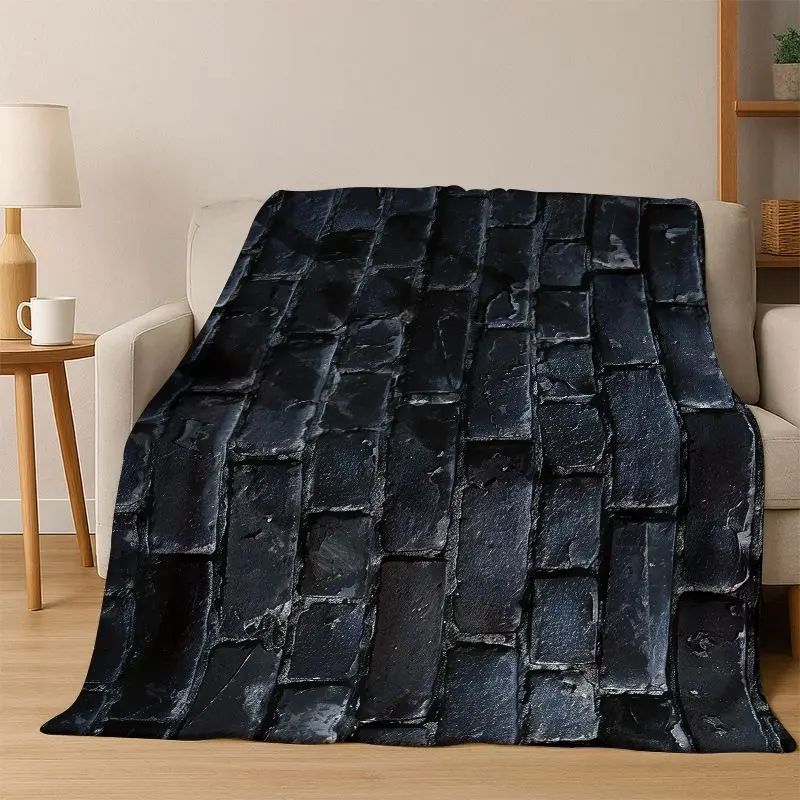 Vintage Brick Stone Flannel Blanket Soft Warm Throw Blanket for Bedroom Living Room Bed Travel Camping Picnic Gift kids