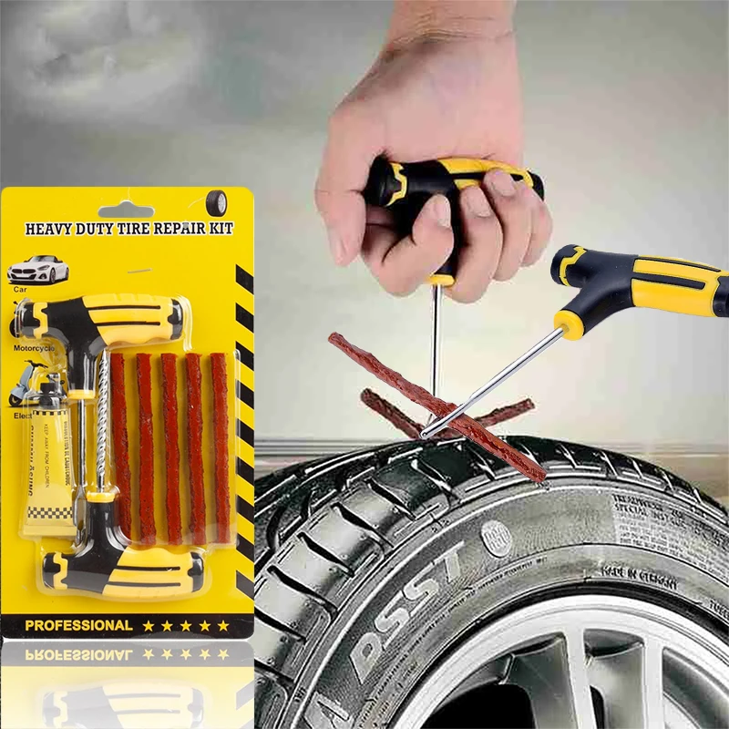 

Car Tire Repair Tool Kit with Rubber Strips Tubeless Tyre Puncture Studding Plug Motorcycle Truck Vacuum Tire Repair Tool