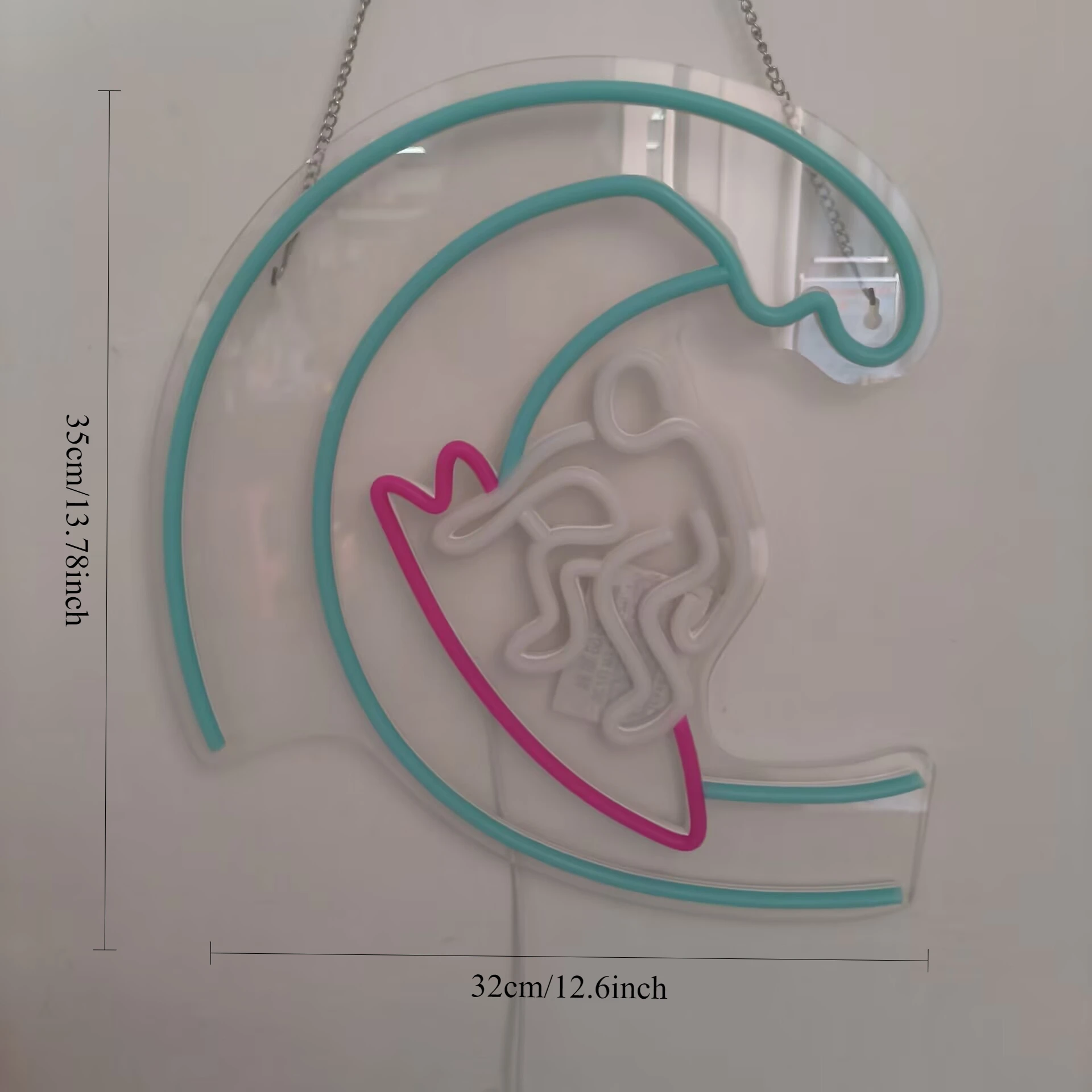 SUSB Dimmable Surfing Neon Sign with Wave and Surfer Design Blue Yellow Red LED Light for Beach Bar Bedroom Wall Decor Gift