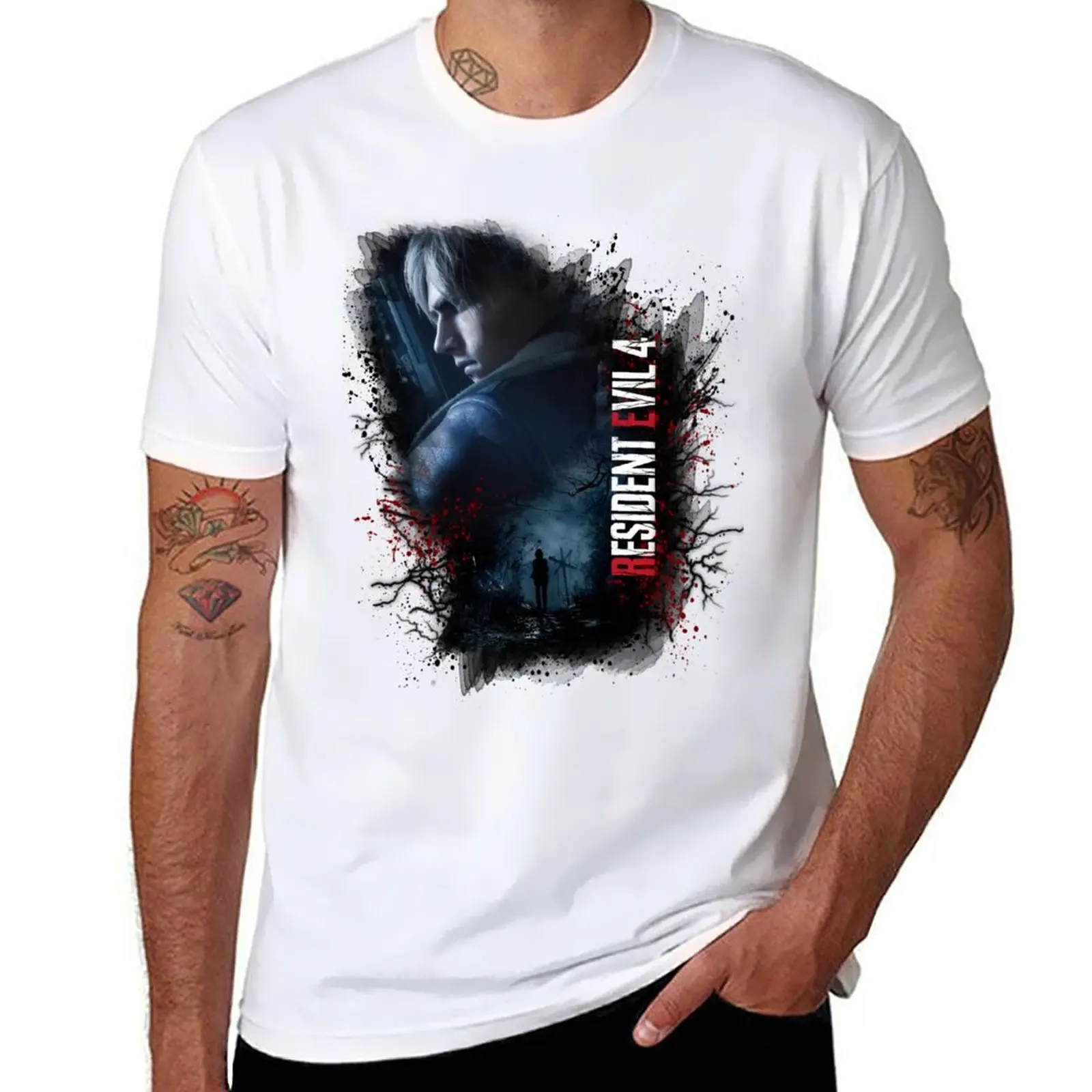 

New Leon Kennedy RE4make Design 2 T-Shirt T-shirt for a boy vintage t shirt Short sleeve tee men