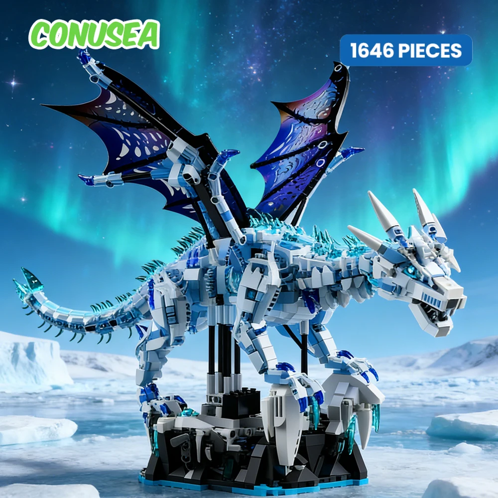

Ice Dragon Building Blocks Animal Brick Model Bricks Desktop Display Construction Toys For Kids Gifts Decor Birthday Gifts Boys