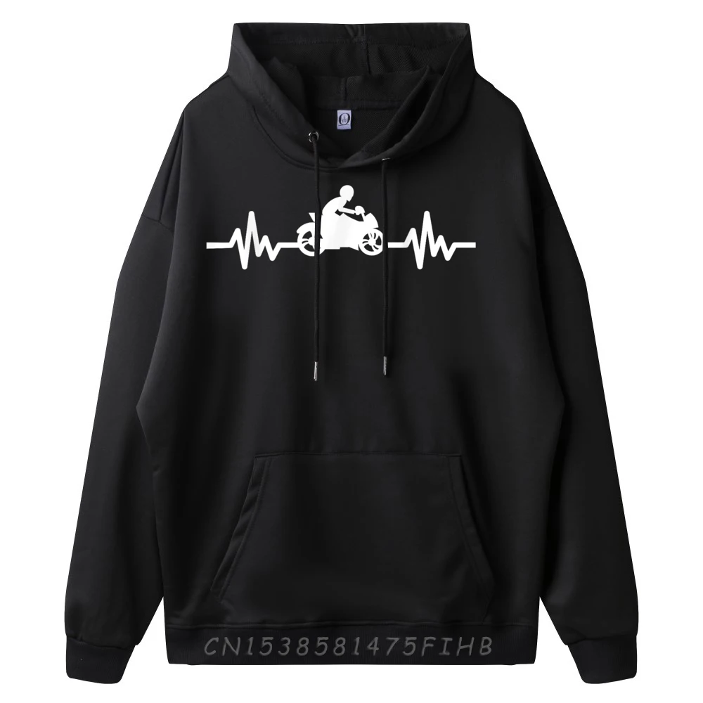 Heartbeat motorcyclist supersport heart line EKG bike Sweatshirts For Men Man Clothes Vaporwave