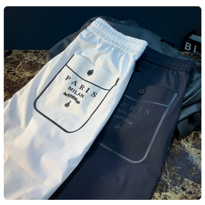 

Summer ultra-thin sports casual pants for men, fashionable, light luxury, elastic, breathable, quick drying slim fit pants