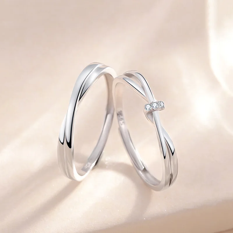 Mobius Couple Rings Unique Versatile Index Rings Fashion Encrusted Open Rings