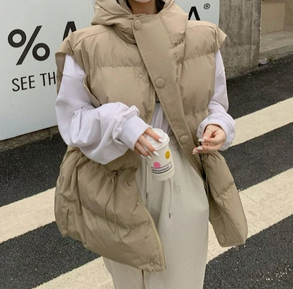 2025 Autumn and Winter New Loose Shoulder Thickened Jacket Wearing Down Cotton Vest Coat for Women