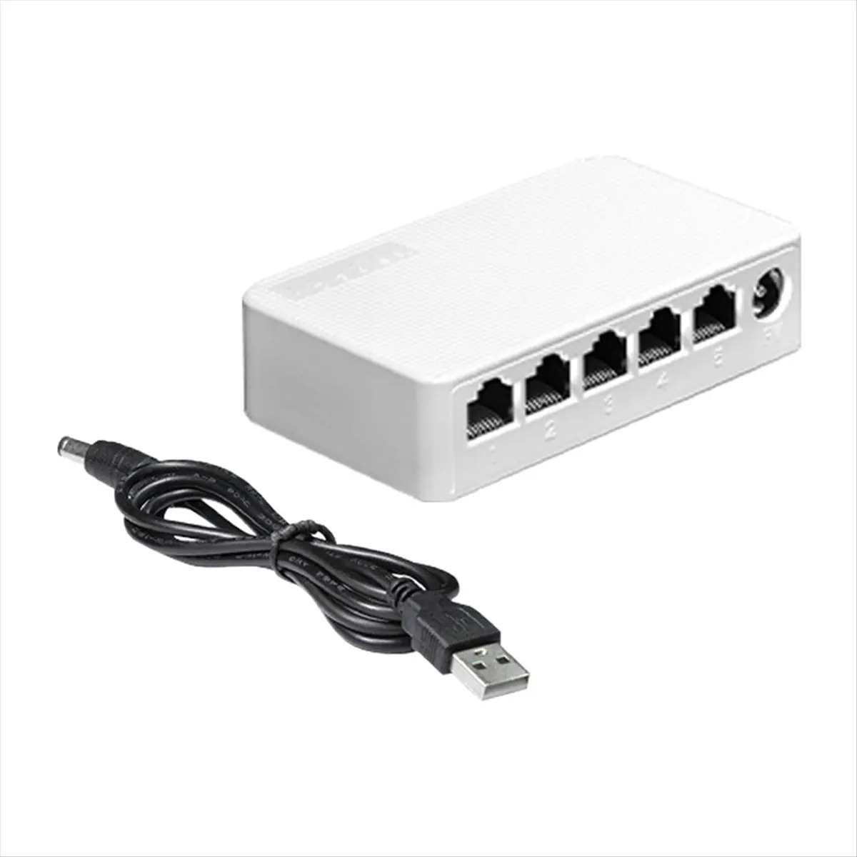 L77A 5 Port 100Mbps Ethernet Switch Mini Portable Network Hub Ethernet Splitter with USB Cable for Home Dormitory Office
