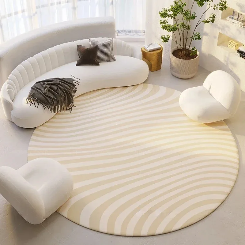 Alfombras redondas minimalistas modernas para sala de estar, alfombras de felpa suaves y esponjosas para dormitorio, mesita de noche, alfombra para guardarropa, Tapis Rond