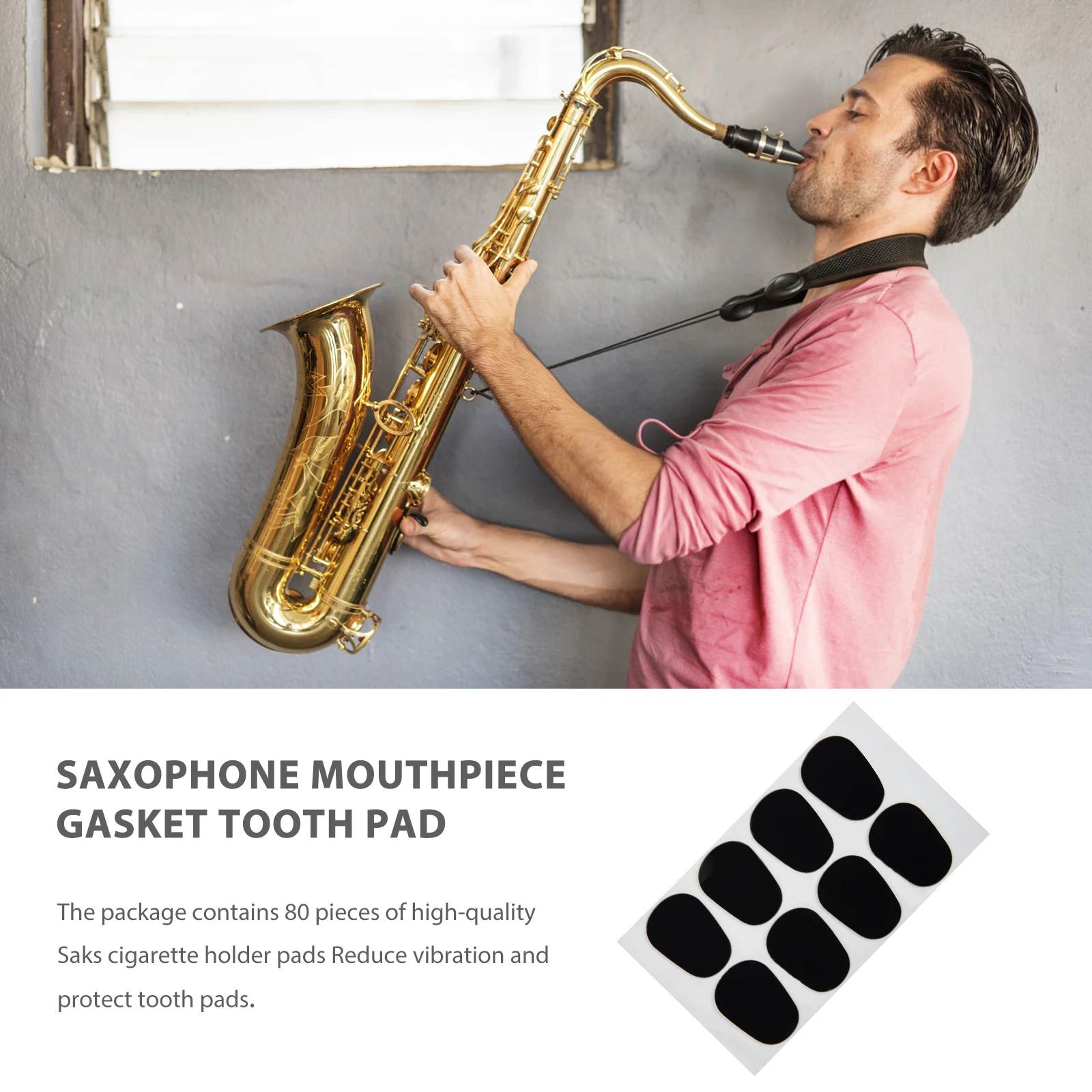 

64Pcs Instrument Tooth Pads Safe Non-Fall Off Adhesive Saxophone Mouthpiece Pads for Educators Beginners Airtight Performance