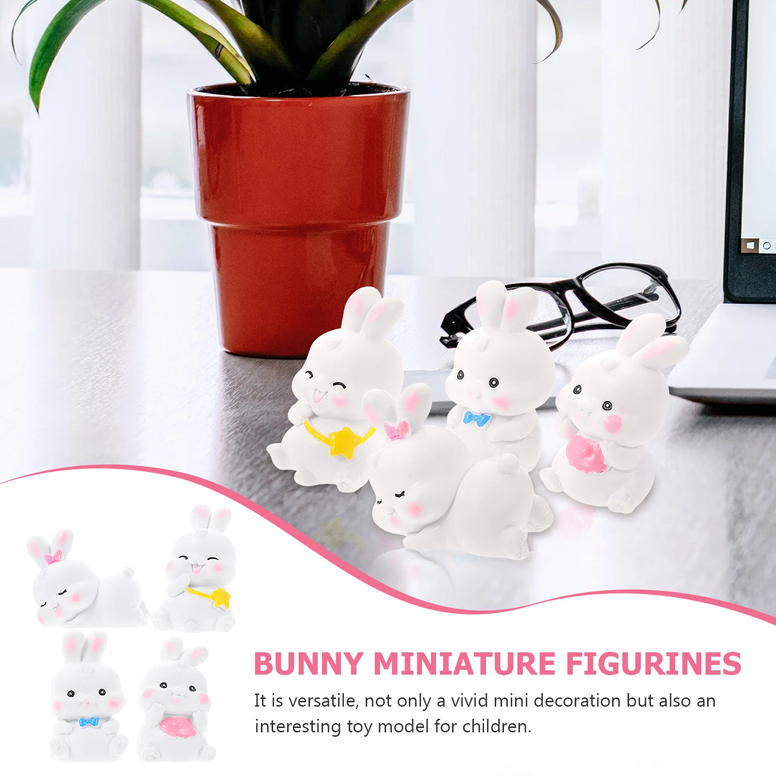 

4 Pcs Miniature Rabbit Figurines Resin Durable Practical Bunny Models Toys Decor Gifts Collectors Garden Statues Sculptures
