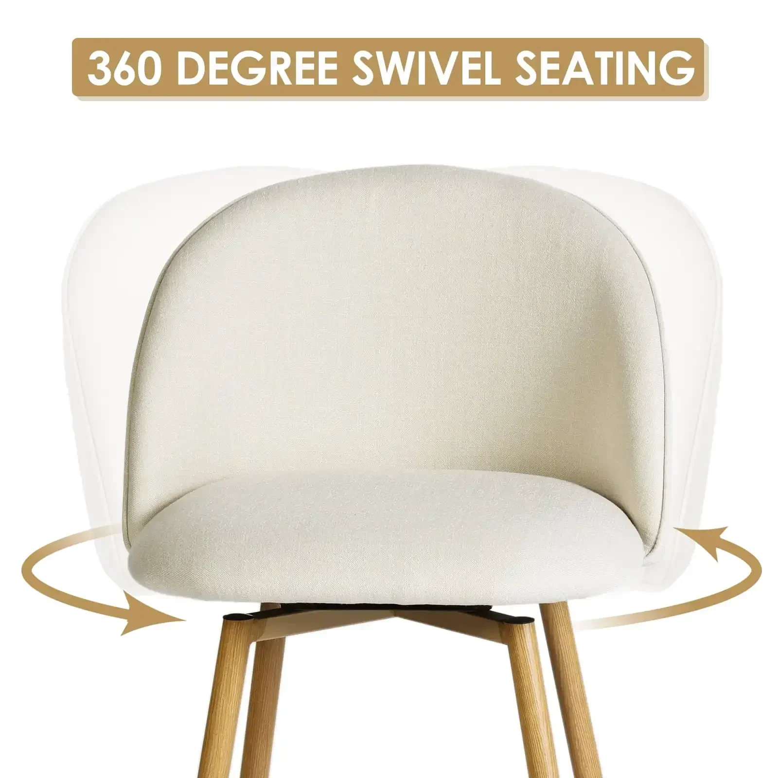 26" Counter Height Bar Stools Set of 2, Swivel Stools for Kitchen Island, Beige