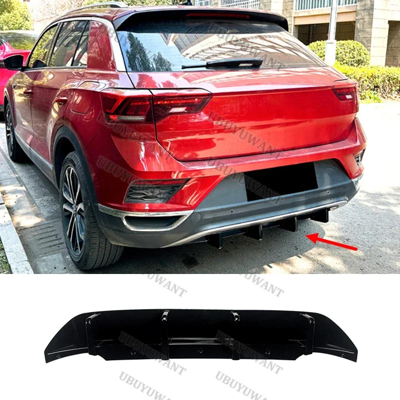Rear Lip Spoiler Rear Bumper Shovel Lower Splitter Modification Car Body Kit For Volkswagen T-Roc 2018-2022 Standard Edition