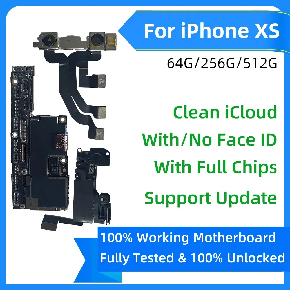 100% Fully Unlocked For iPhone X XR with Face ID Mainboard Logic Board, Free iCloud For iPhone XS Max Motherboard Support Update