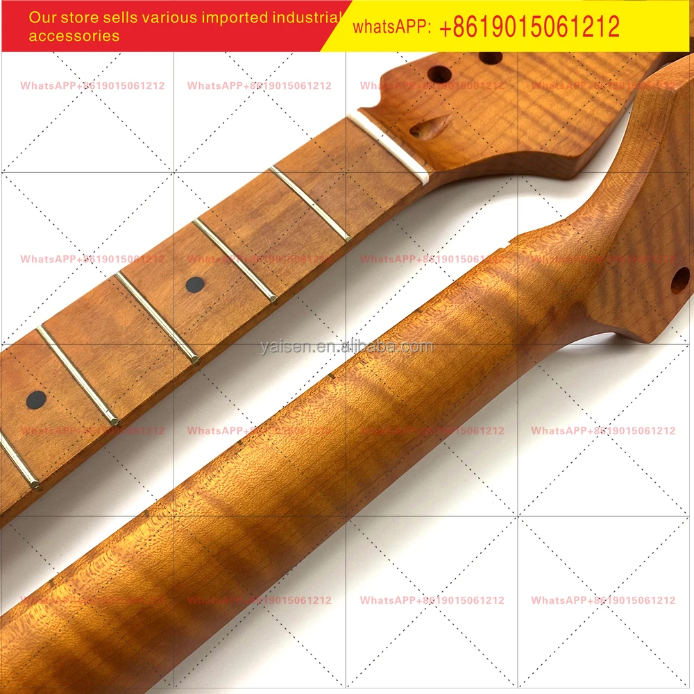 1 piece Custom 22 Fret  Satin Electric Guitar Neck ST Roasted Flame Maple Guitar Neck With Maple Fretboard
