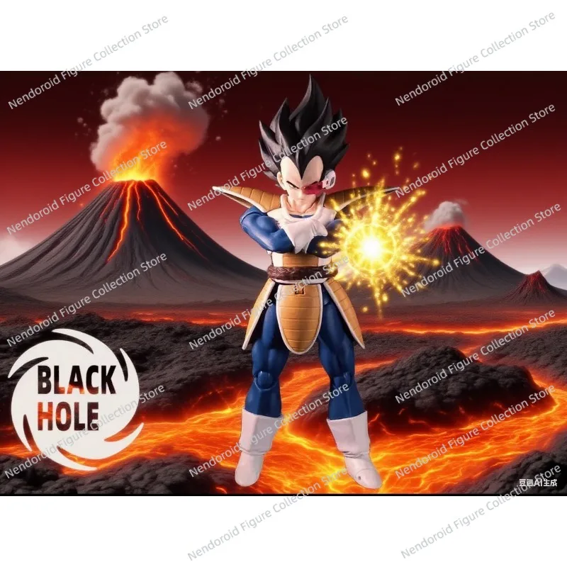 

IN STOCK Black Hole Toy Dragon Ball SHF SSJ Super Saiyan Battle Suit Vegeta Son Goku Action pvc Figures Collectible Models Toys