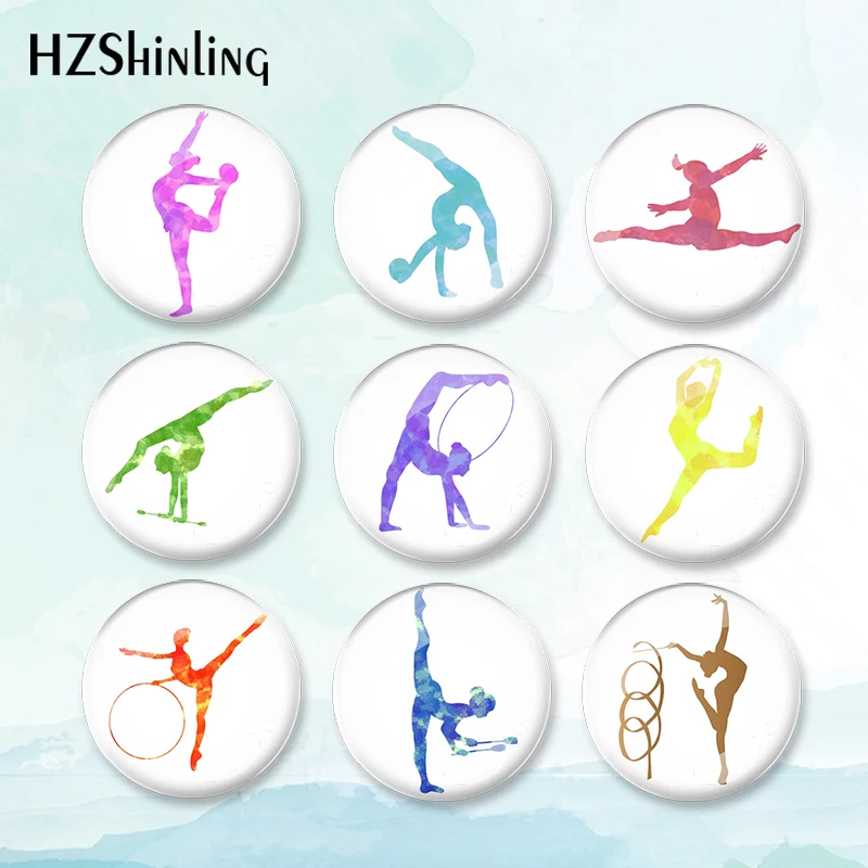 2023 New Rhythmic Gymnastics Ball Silhouettes Badge Brooch Art Pin Backpack Decoration Pins Round Jewelry Women Gift