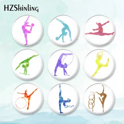 2023 New Rhythmic Gymnastics Ball Silhouettes Badge Brooch Art Pin Backpack Decoration Pins Round Jewelry Women Gift