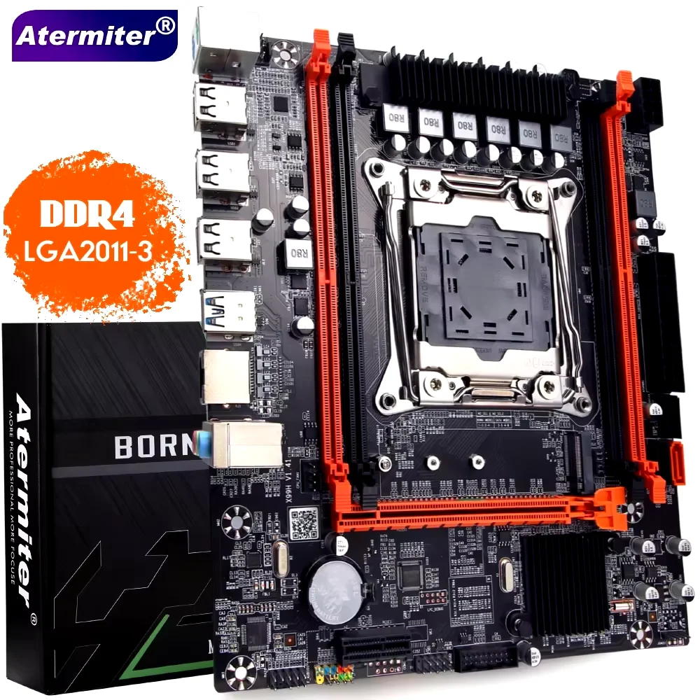 Atermiter X99 Motherboard LGA2011-3 Set Kit Xeon E5 2680 V4 CPU 2680v4 Processor 32G (2pcsx16G) DDR4 REG ECC RAM Memory NAME M.2