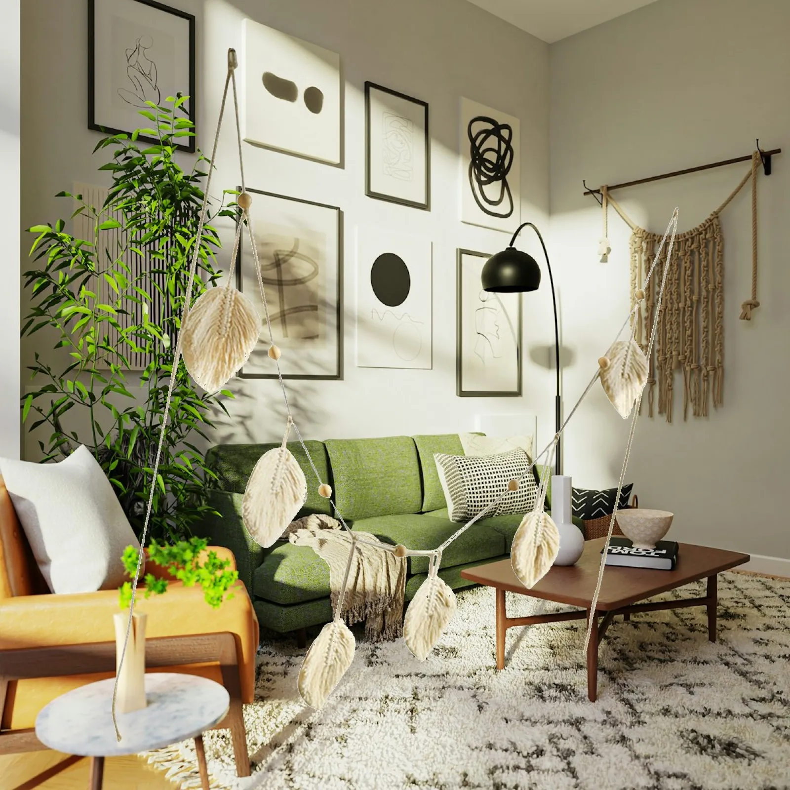 Macrame Garland Boho Decorative Tassel Banner Woven Cotton Wall Hanging Fringe Art for Apartment Room Decorations