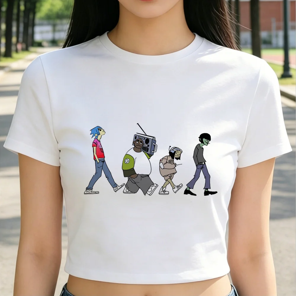 Gorillaz crop top women gothic party japanese tshirt cute cutecore funny
