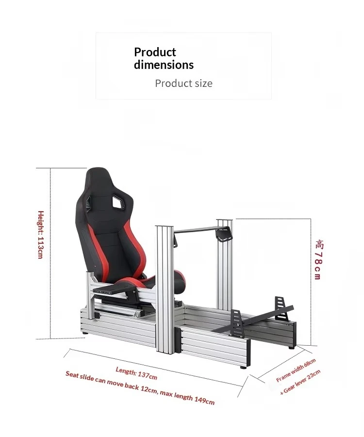 Racing Simulator Cockpit, 3090 Aluminum Steering Wheel Seat Bracket, Premium Gaming Accessories, Compatible with PC and Console - view 6
