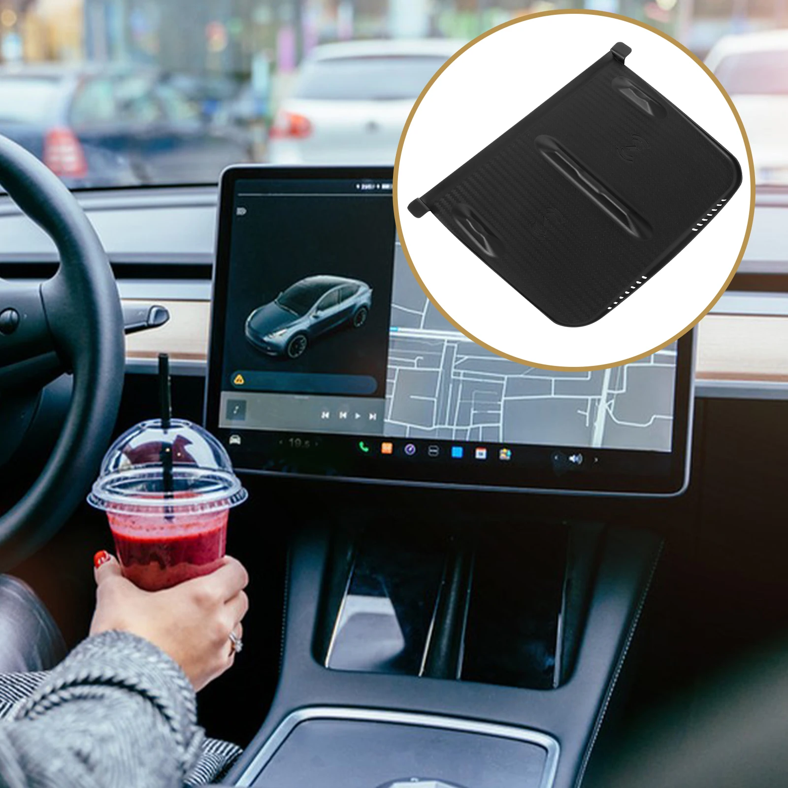 

Wireless Charging Anti Skid Silicone Dashboard Mat Car Accessories Center Console Protect Pad Wireless Phone Pad Car