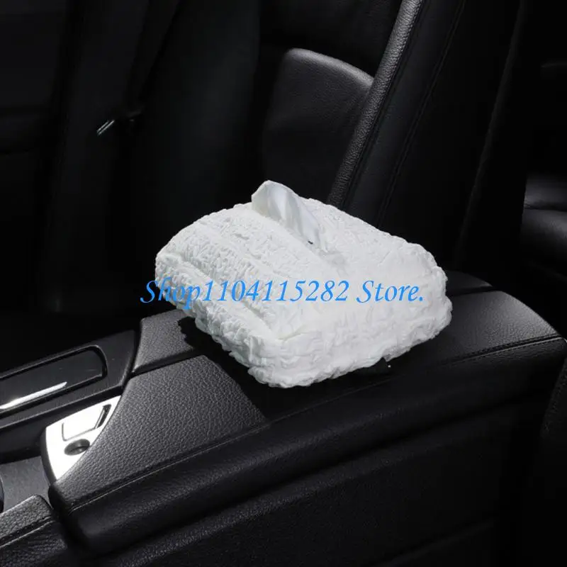 Matching Car Interior Accessory Set with Tissue Box Covers, Belt Pads and Grab Handle Covers for Daily Driving and Easy
