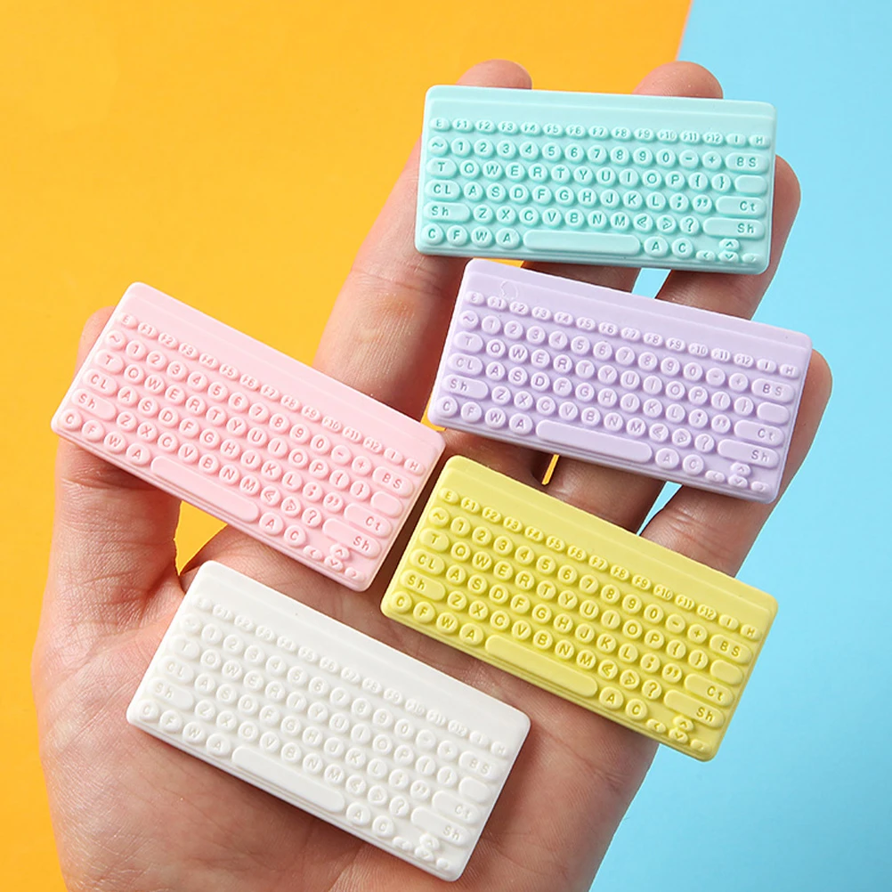 

6 Pcs Emulated Keyboard Keycap Keycaps Ornament Charms for Craft Diy Mini Decorations Dollhouse Small Miniature Accessories