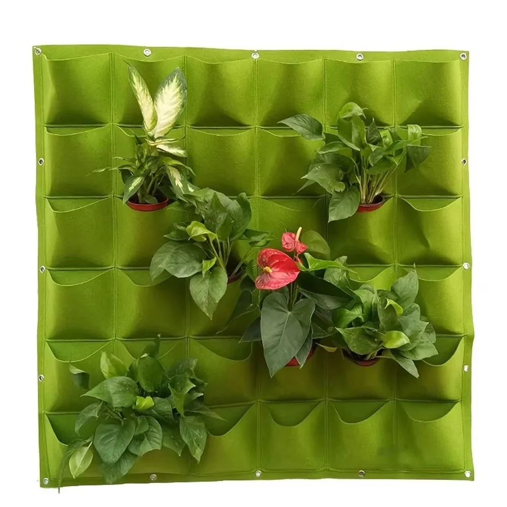 Many Pocket Vertical Garden Planter, Wall-Mounted Bag for Balcony/Patio. Grow Herbs & Vegetables Indoors/Outdoors. Space-Saving