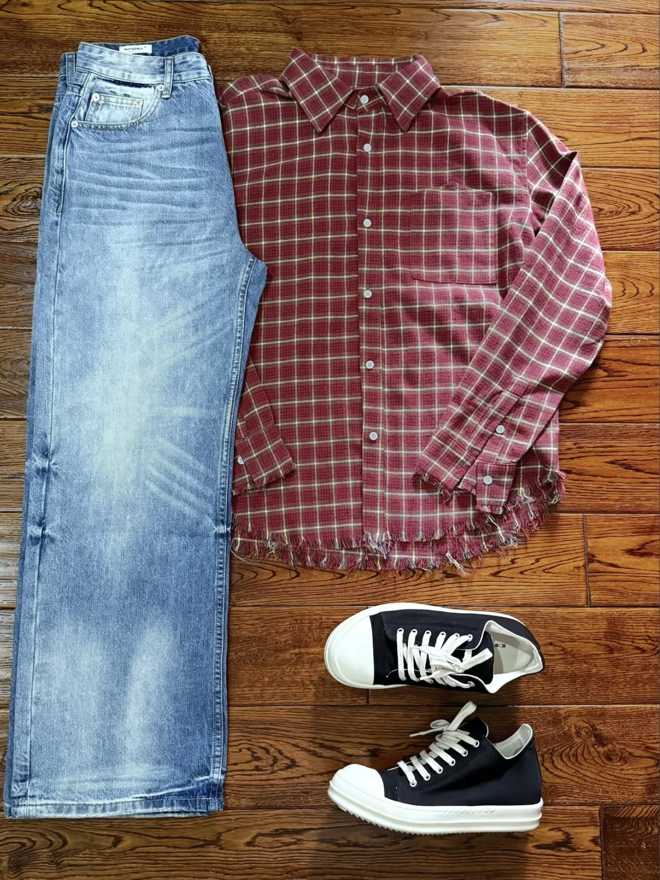 

Loose Fit Men's Plaid irt Long Sve Torn Design Casual Outerwear Spring Summer Faion Breathable Comfortable Youth Sle