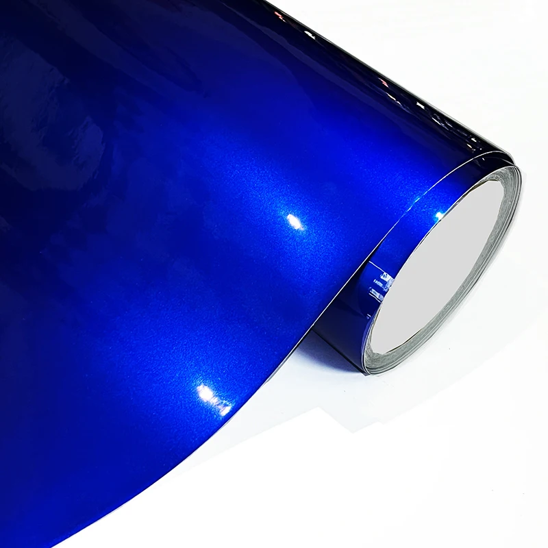 Ultra glänzende blaue metallische Vinylfolie, selbstklebend, für Auto, Motorrad, DIY-Aufkleber mit Entlüftung