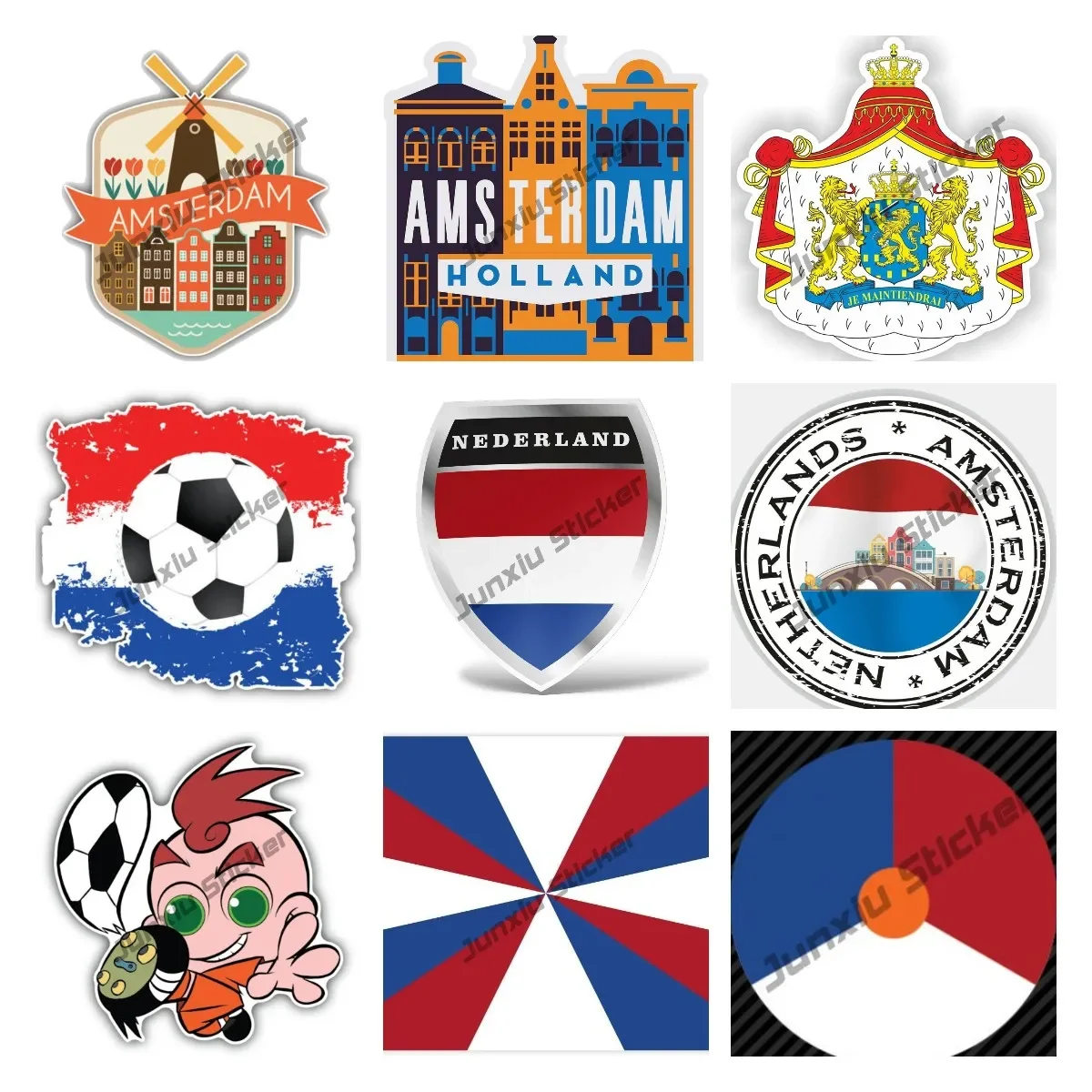 Netherlands Flag Naval Jack Flag  Decal Netherlands Football Amsterdam Flag Waterproof Sunscreen Decal Accessories Sticker