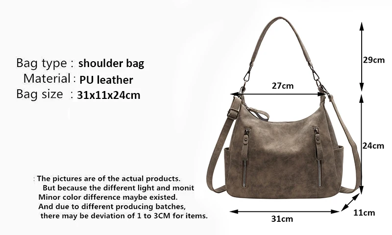 Frauen Umhängetasche Luxus Designer Schräge Quer Einzelnen Schulter Tasche Große Kapazität Handtaschen Retro Matte PU Leder Hobos – Detail 2