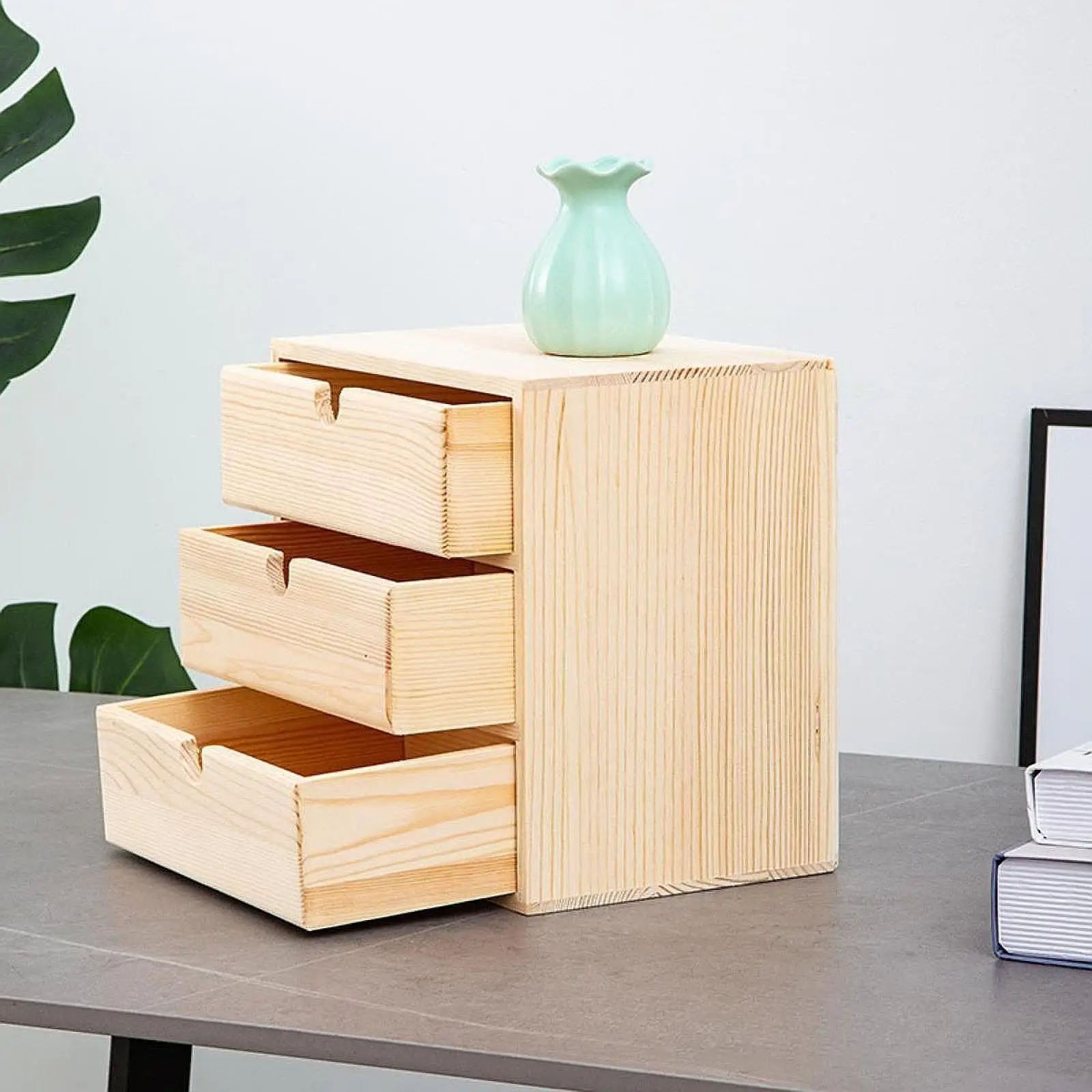 

Wooden Jewelry Storage Organizer Rustic Drawer Box Tabletop Accessories Container for Office Home Supplies