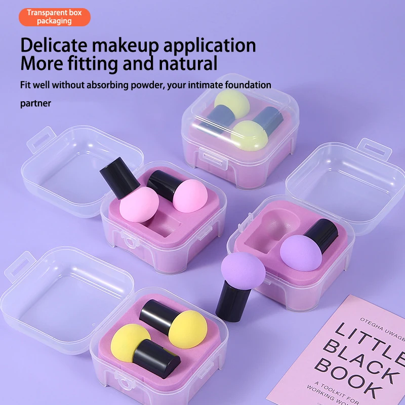 2 Stks/set Paddestoel Hoofd Make-Up Puff Luchtkussen Beauty Handvat Cosmetische Ei Droge En Natte Dual-Use Super Zachte Make-Up Spons Met Doos