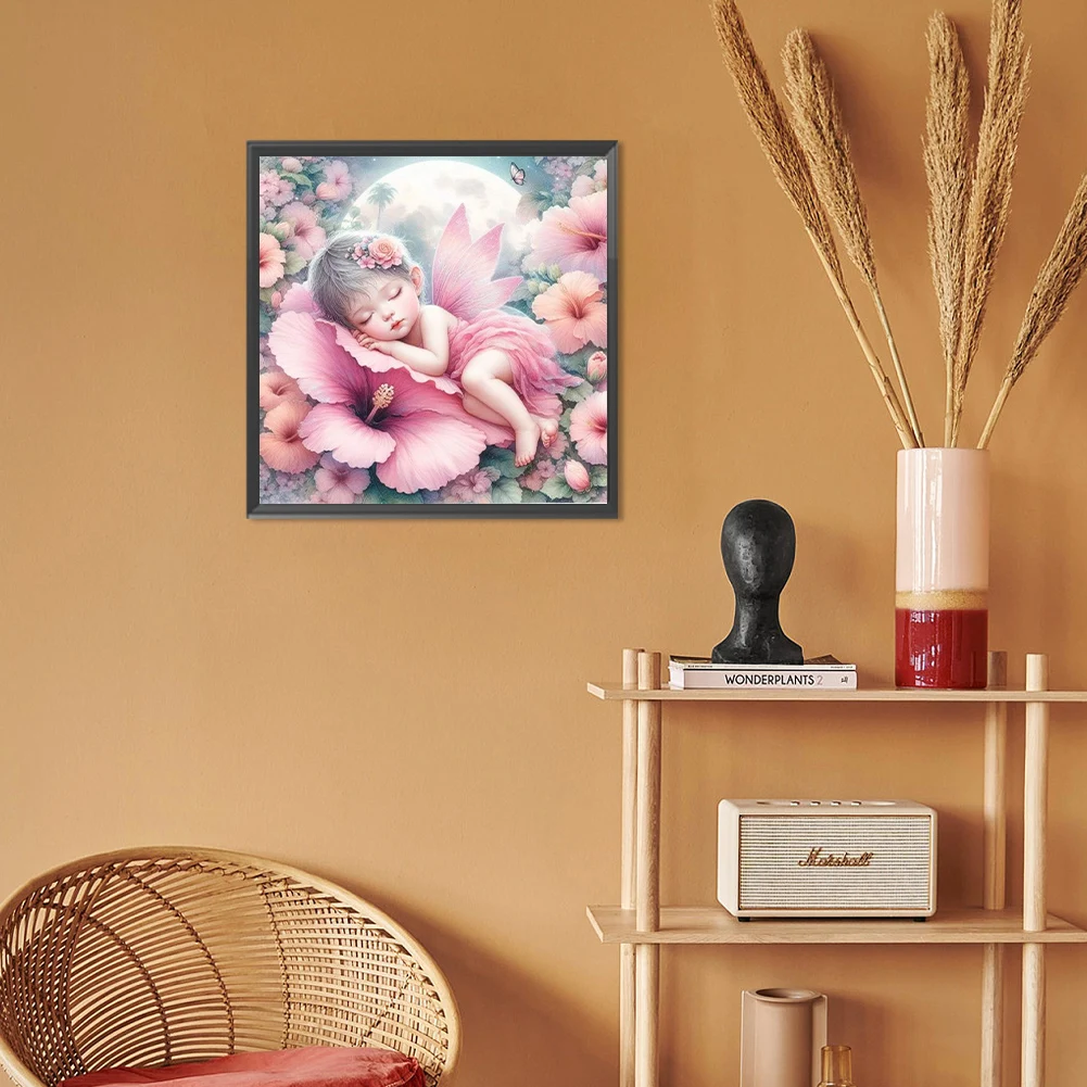5D fai da te trapano rotondo completo pittura diamante fiore fata Kit Home Decor Art Craft