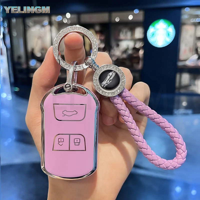 3-Tasten TPU Smart Remote Schlüsselhülle Autoschlüsselgehäuse für Chery Tiggo 3 5 Chery ARRIZO 3 7 Chery E3 E5 Bonus Schlüsselanhänger
