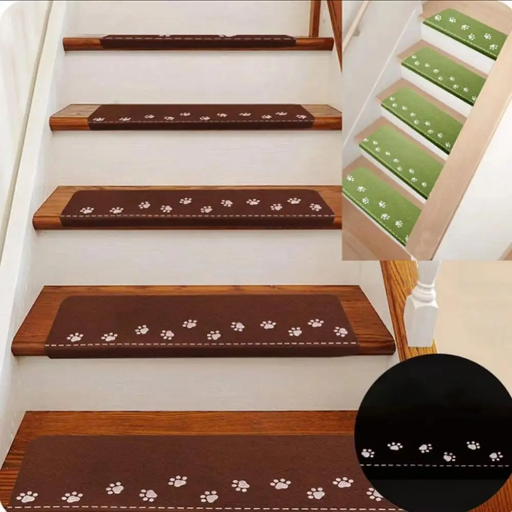Self Adhesive Luminous Bear Claw Stair Mat Safety Mute Washable Step Anti-slip Pad Water Absorbing Step Rug Carpet