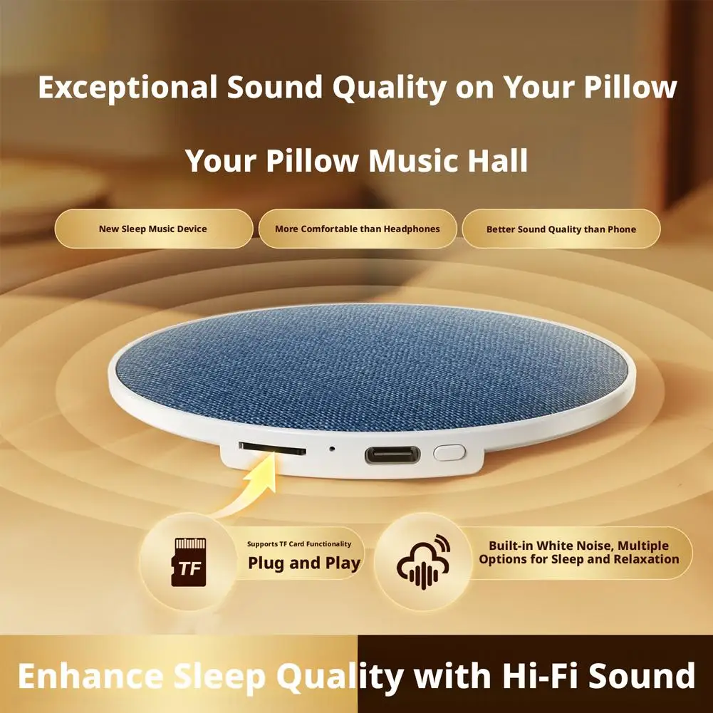 Ultrasonic Pillow Bluetooth Speaker Under Pillow Sleep Aid Audio Dynamic Sound Bedside Sleep Therapy Speaker