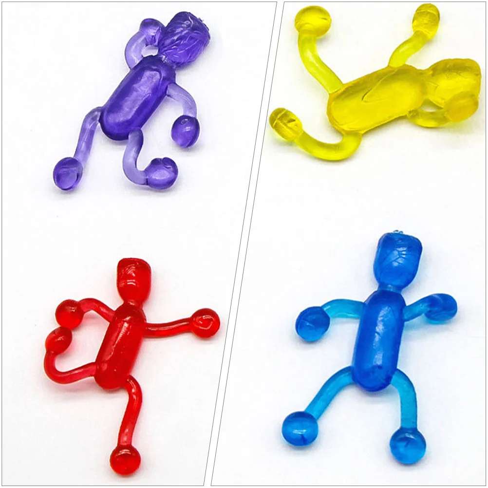 Klebrige Mini-Figur, menschliches weiches Gummi-Spielzeugkorb für Kinder, Finger fliegendes Spielzeug, elastisches Stressabbau-Kind