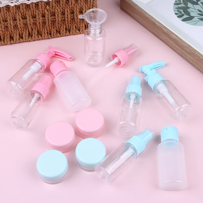 11-teiliges nachfüllbares Reiseflaschen-Set für kosmetische Lotion, Toner, Spray, Shampoo, Essentials, Cremeflasche, leerer Behälter für Toilettenartikel