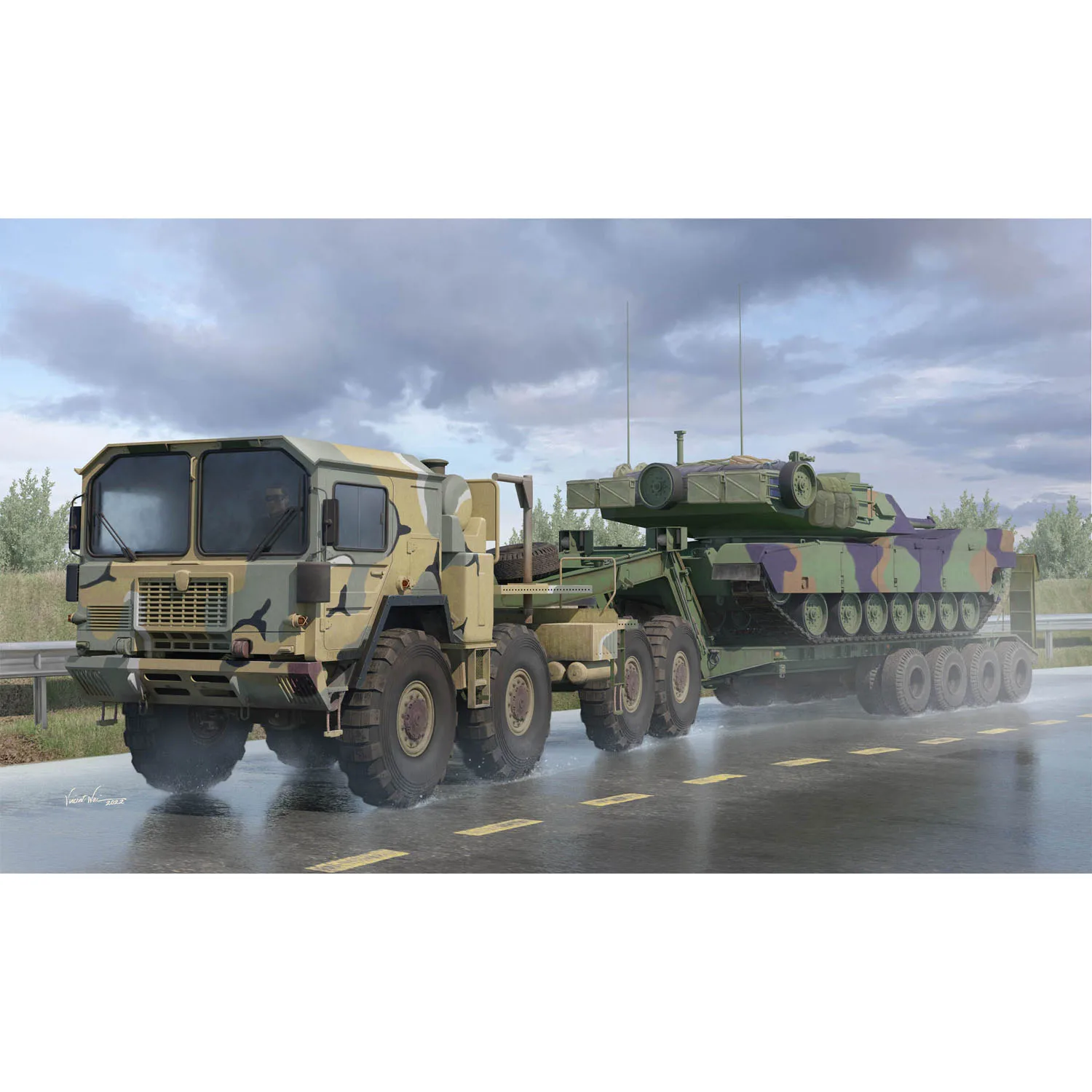 1/35 Scale Trumpeter I Love Kit M1014 w/M747 Semi Trailer Military Tractor Truck Static Display Model Building Kits Toy Hobby