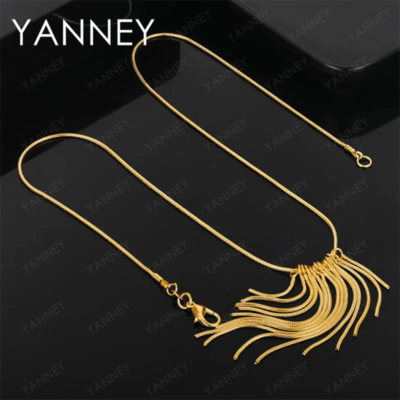 

925 Silver 18K Gold Exquisite Tassel Necklace Fashion Women's Charming Wedding Accessory Party Gift Jewelry