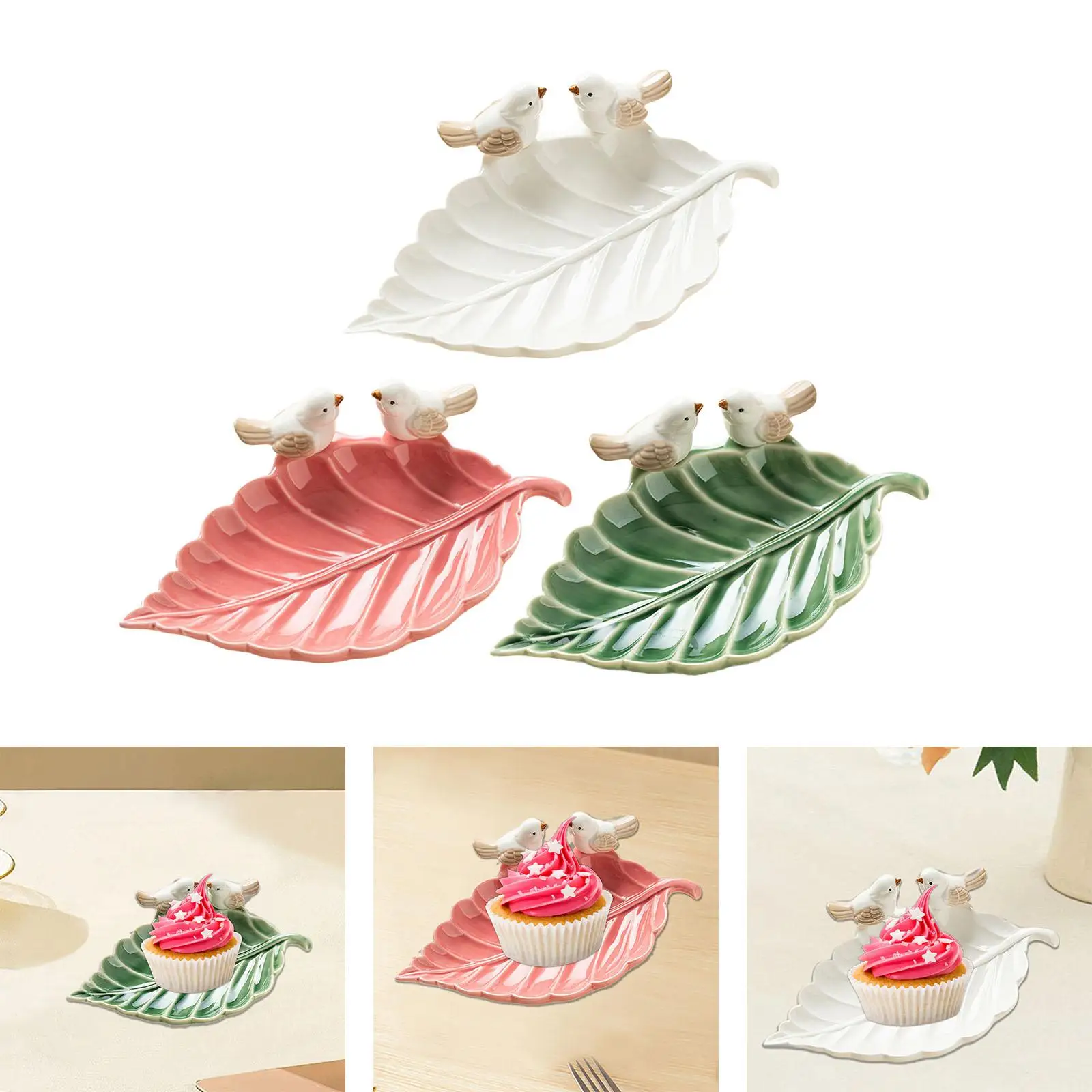 Leaf Shaped Ceramic Tray for Rings and Trinkets 22x3cm Multi-Use Holder for Gifts